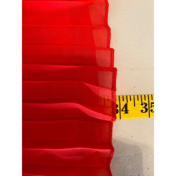 Jessica Simpson Red Pleated Chiffon Mini Dress Keyhole Back Long Sleeves Medium - Picture 4 of 8